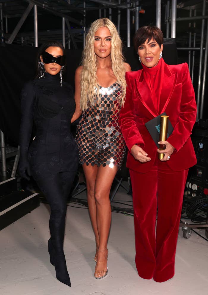Kim, Khloe, and Kris posing together for a photo