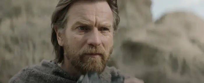 Ewan McGregor as Obi-Wan Kenobi in the new series, with long hair and a beard