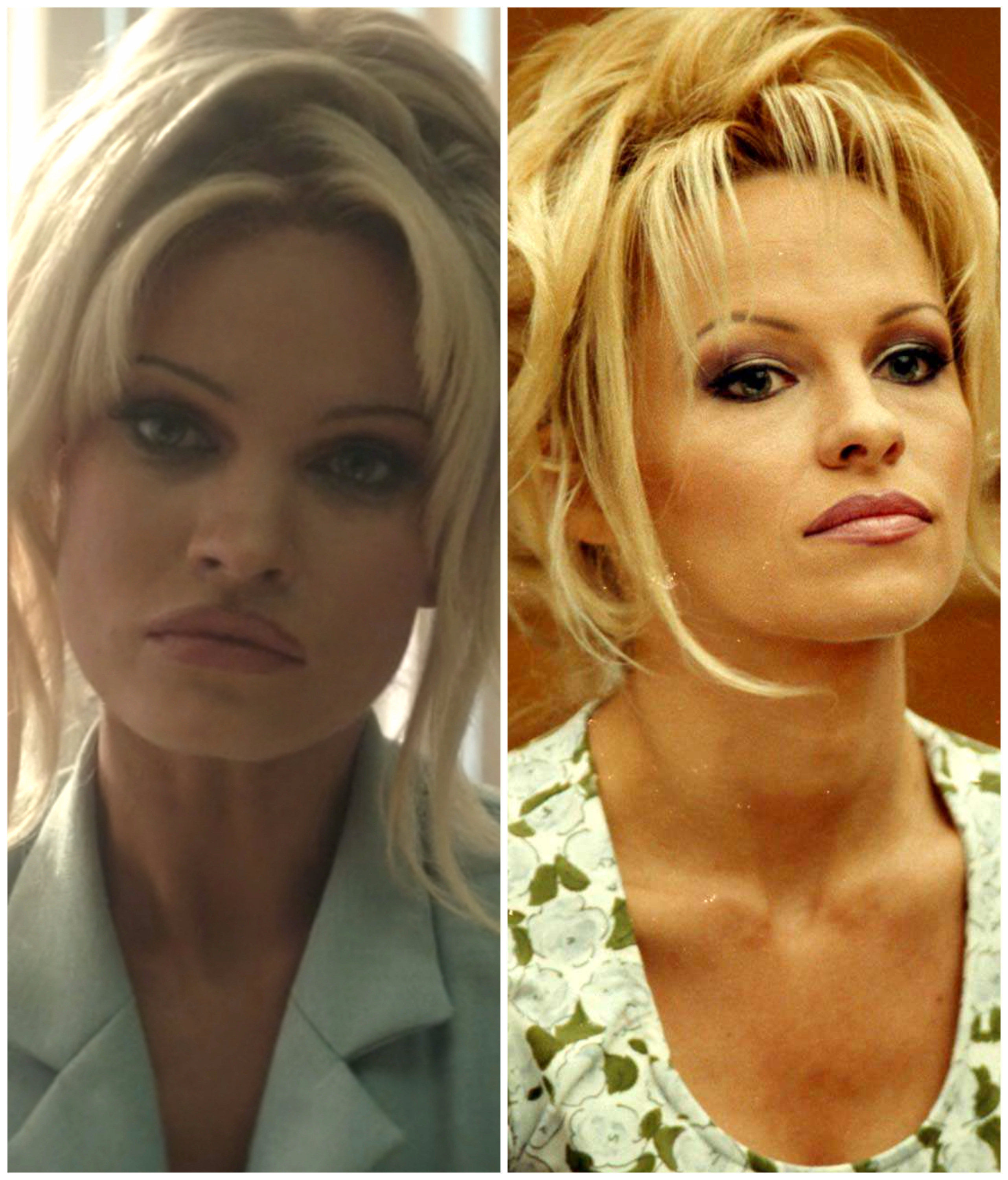 Lily James in &quot;Pam &amp;amp; Tommy&quot; vs. the real Pamela Anderson