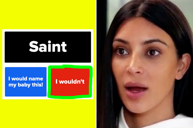 The baby name "Saint", and Kim Kardashian looking shocked