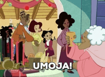 The animated family saying &quot;Umoja!&quot;