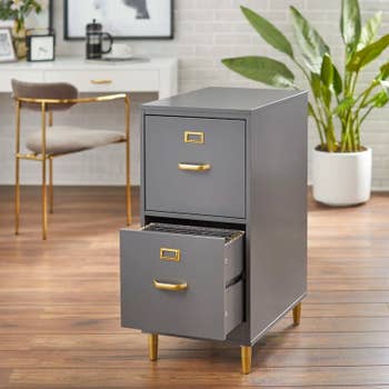 The filing cabinet in the color Charcoal