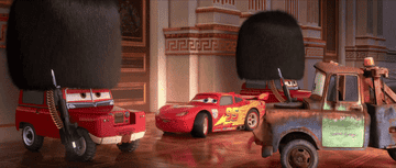 Mater taunting a royal guard car in &quot;Cars 2&quot;