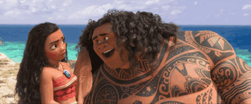 Maui singing &quot;You&#x27;re Welcome&quot; to a stunned Moana