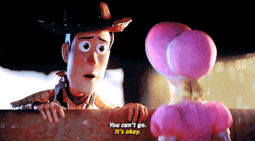 Woody saying, &quot;You can&#x27;t go&quot; to Bo Peep and her responding, &quot;It&#x27;s OK&quot;