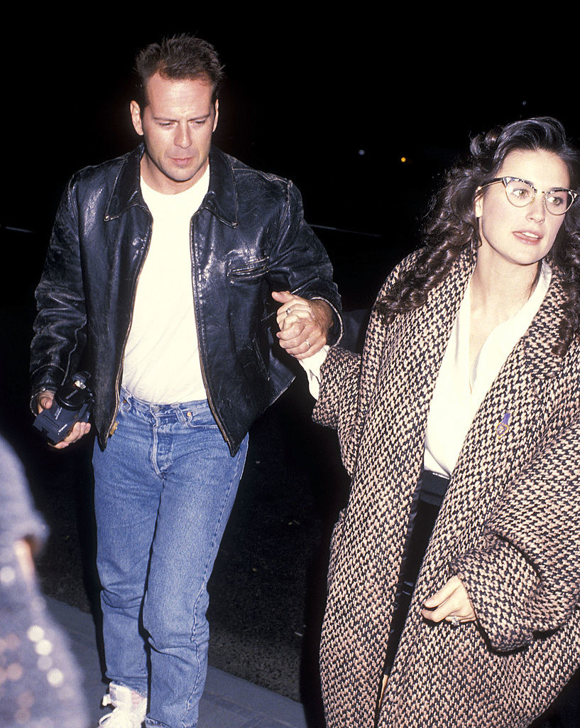 A young Willis and Moore walk together looking late-&#x27;80s chic