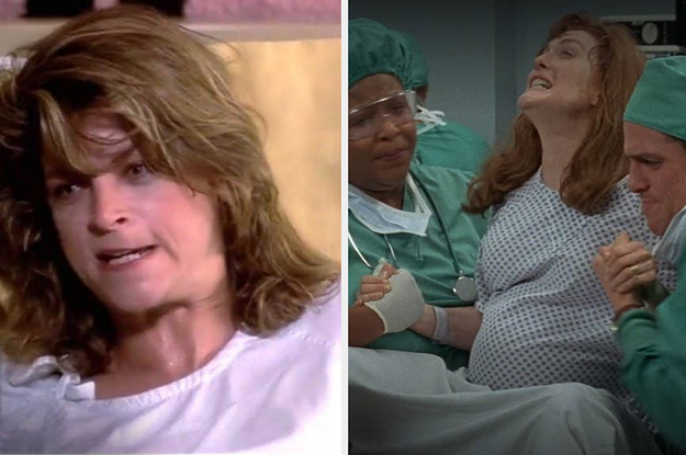 Kristie Alley in "Look Who's Talking" and Julianne Moore in "Nine Months"