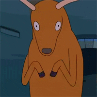 Gif of a weird deer popping off its hooves to reveal human hands