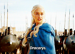 Daenerys Targaryen from &quot;Game of Thrones&quot; saying &quot;dracarys&quot;
