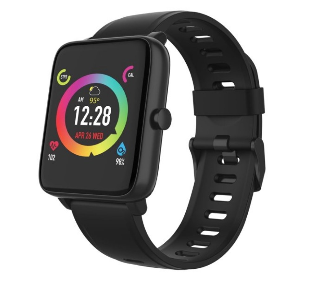 A black smart watch fitness tracker