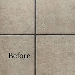A before of a customer's tile floor with dirt caked into the grout