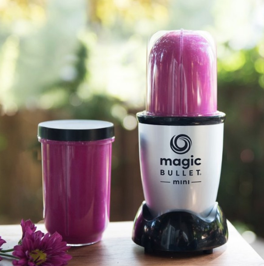 A Magic Bullet blender with a go to smoothie cup