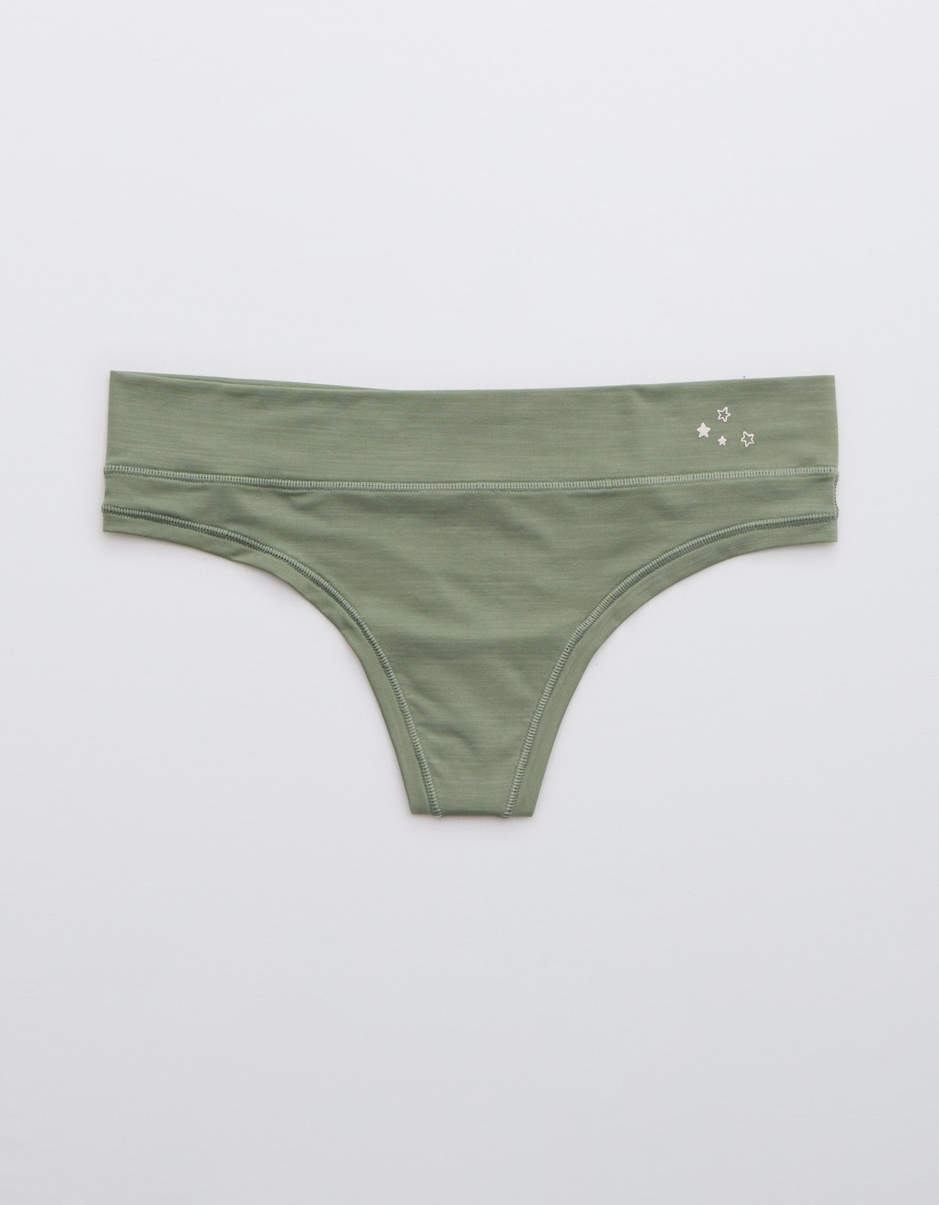 The green thong with little silver stars in top right hand corner of waistband