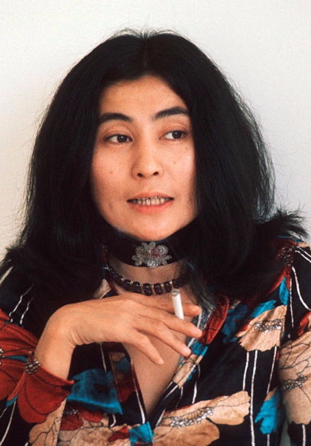 Ono posing for a portrait in 1973