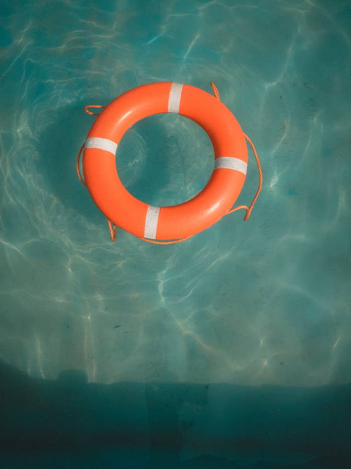 A life raft in the water