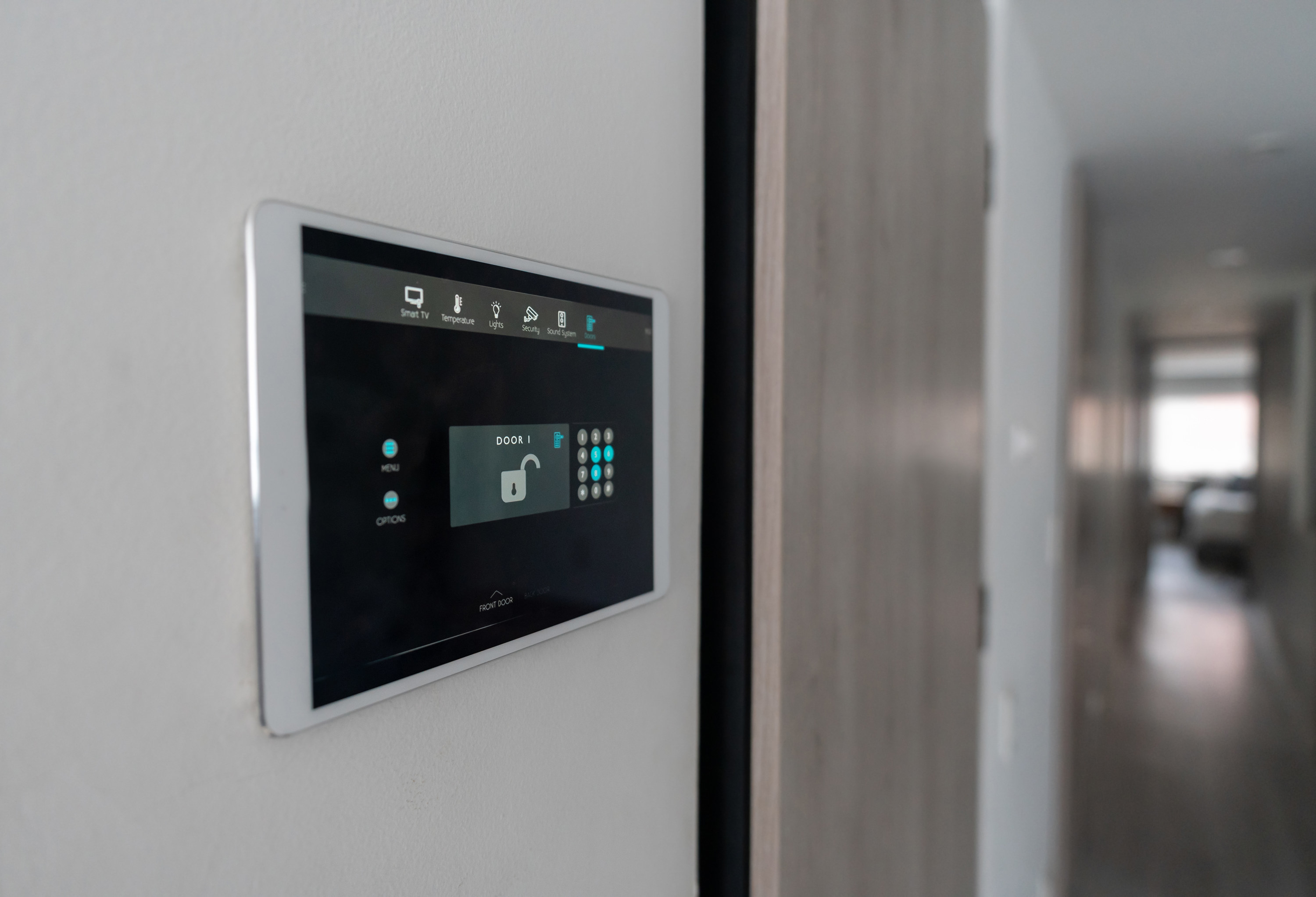 An electronic security system inside a house