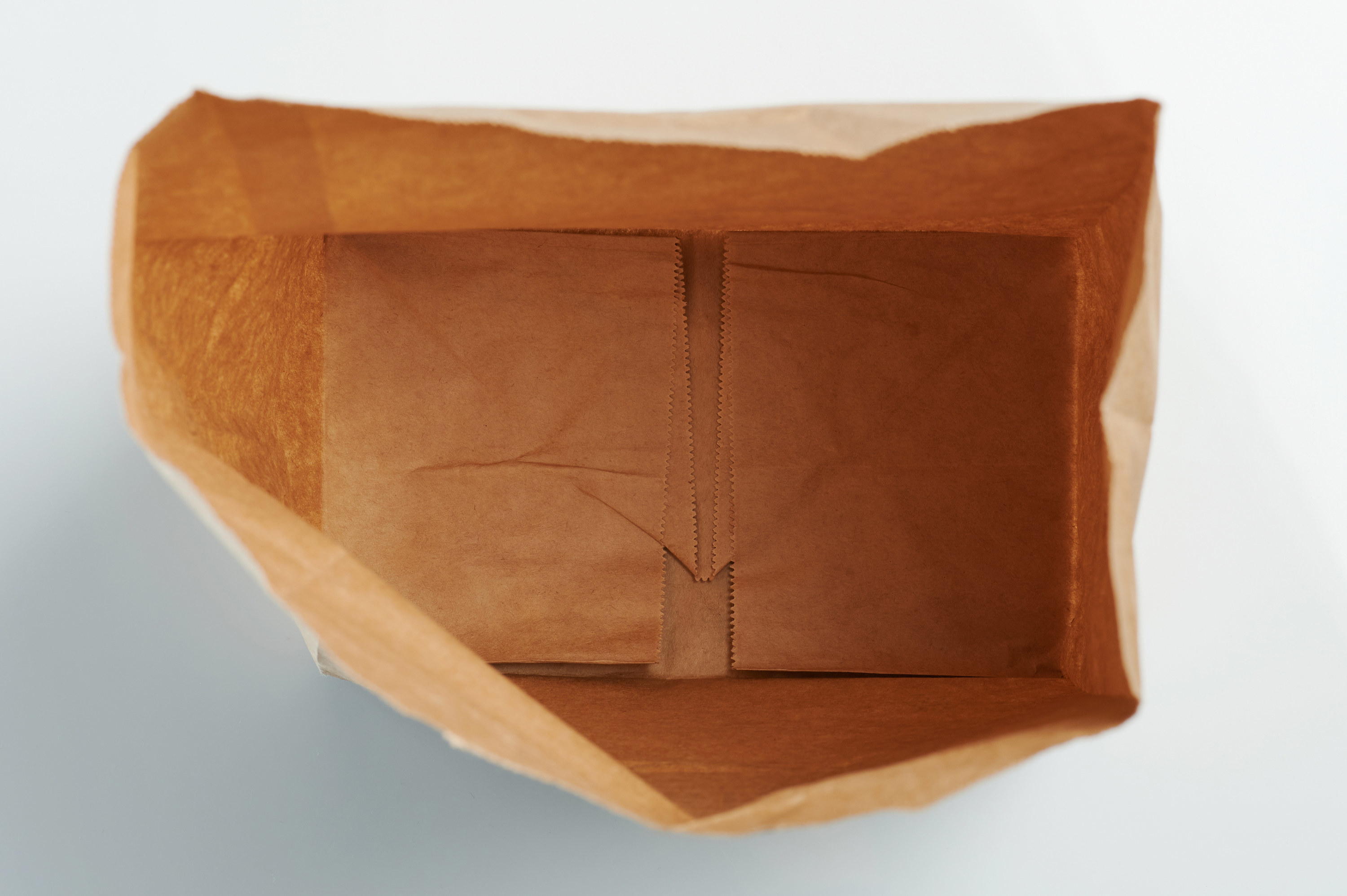 A paper bag with a rectangular bottom