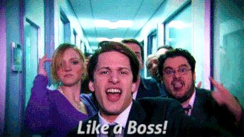 Andy Samberg screaming &quot;Like a boss!&quot; in an SNL skit
