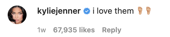 Kylie Jenner comment on Instagram.
