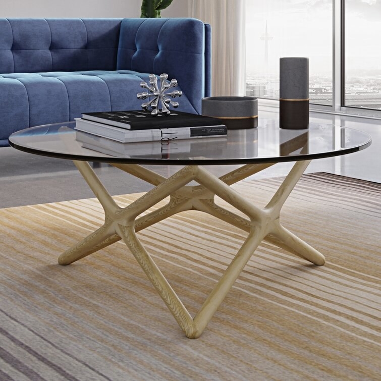 the walnut crafted six point cross base coffee table