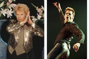 On the left an image of astrologer Walter Mercado and on the right an image of Ricky Martin performing