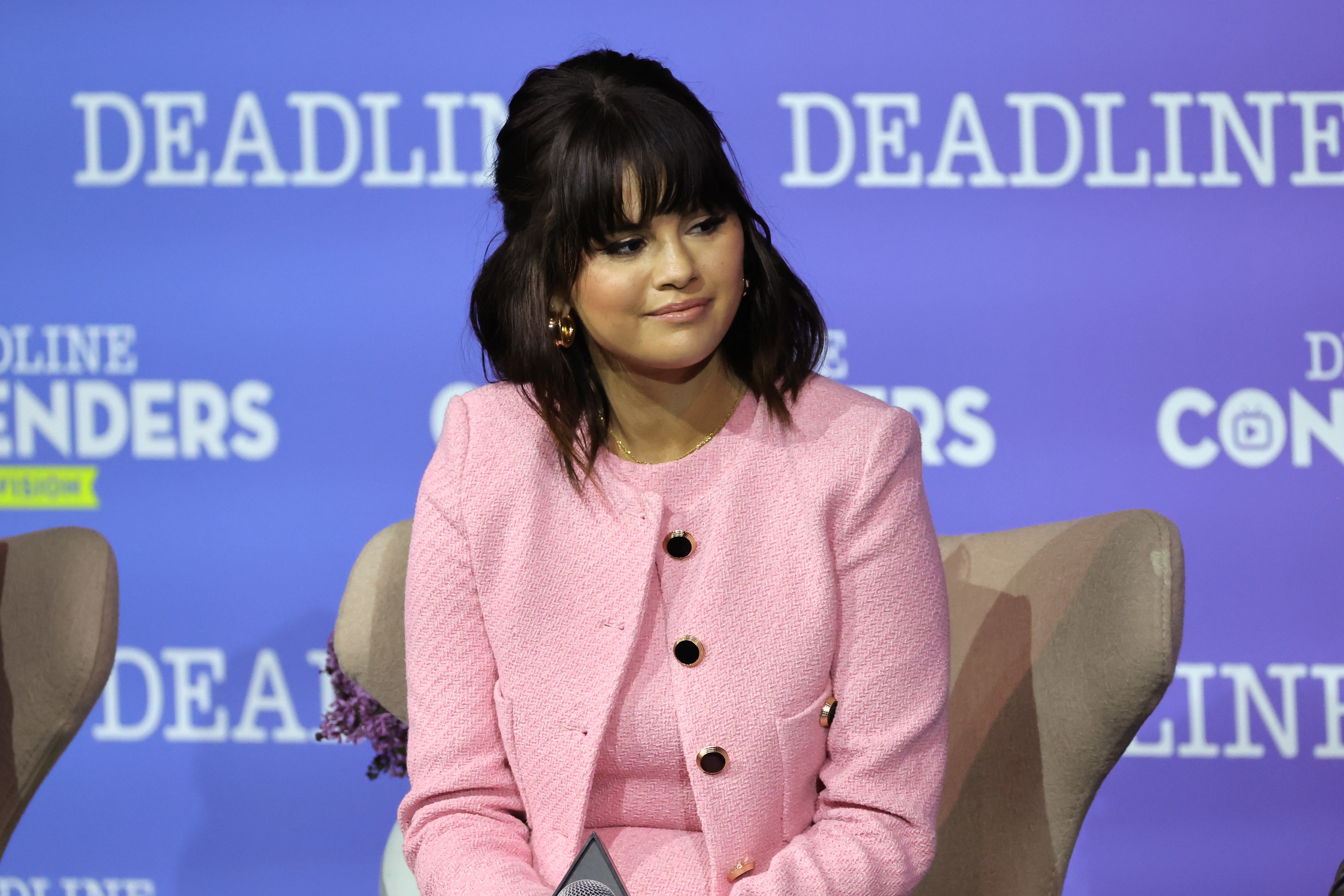 Selena Gomez speaks onstage during Hulu&#x27;s &#x27;Only Murders in the Building&#x27; panel during Deadline Contenders Television