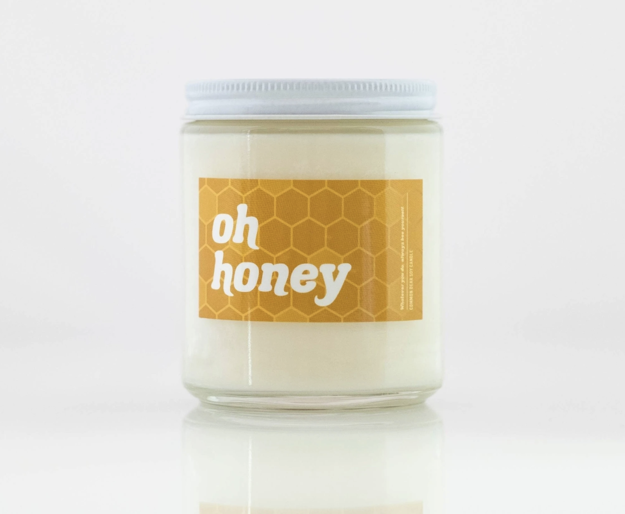 candle that says &quot;oh honey&quot;