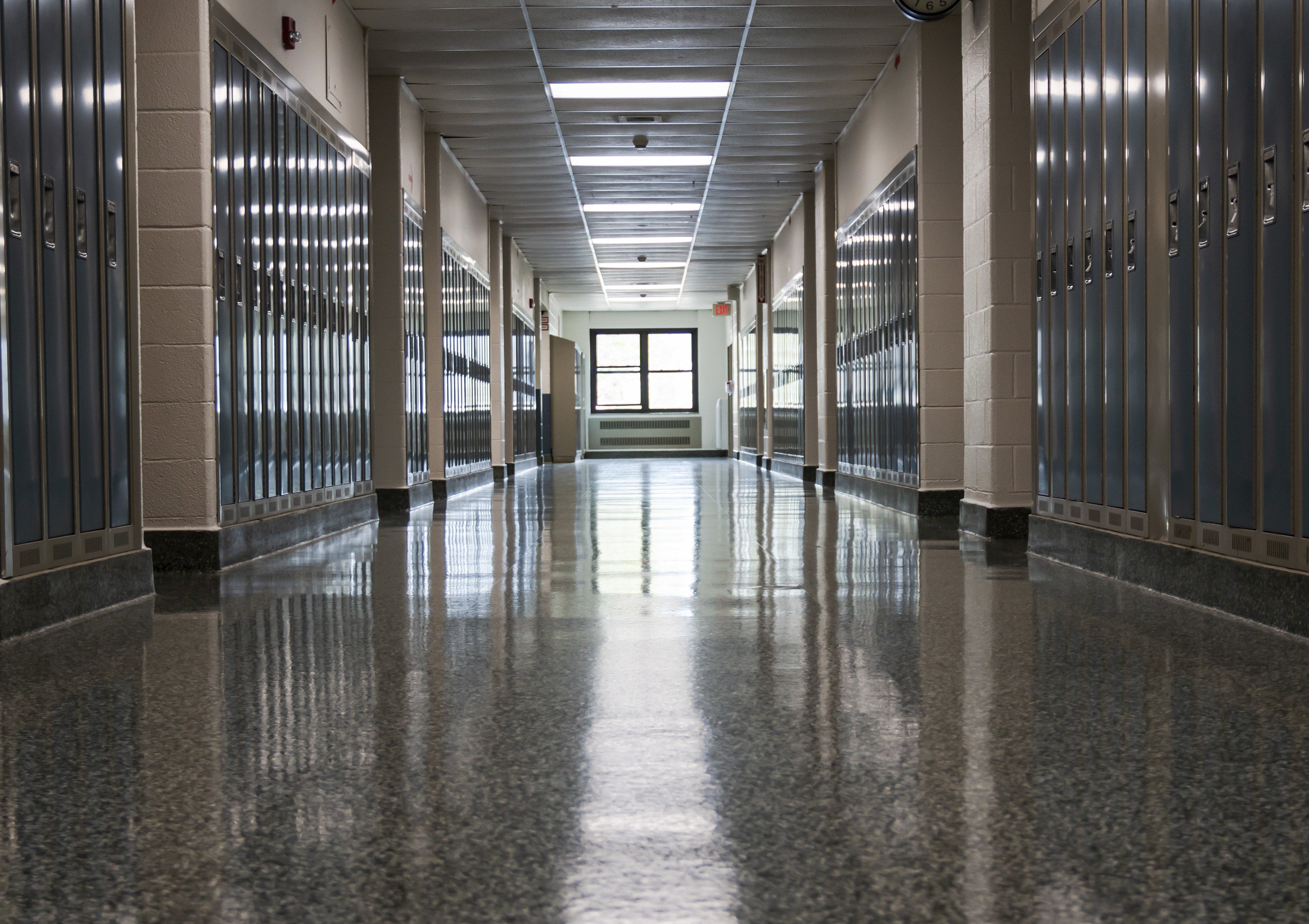 A hallway of lockers in a school