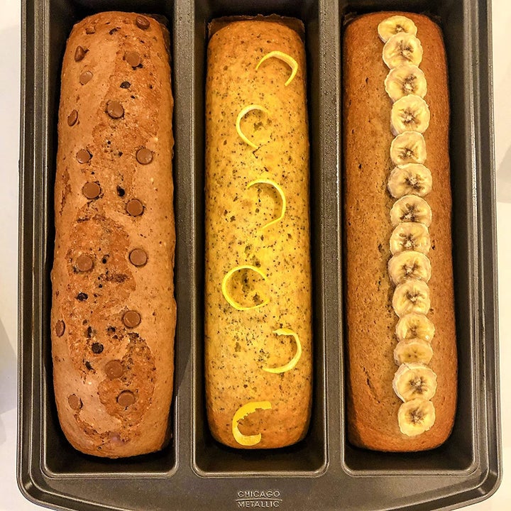 Three loaves of bread in the pan