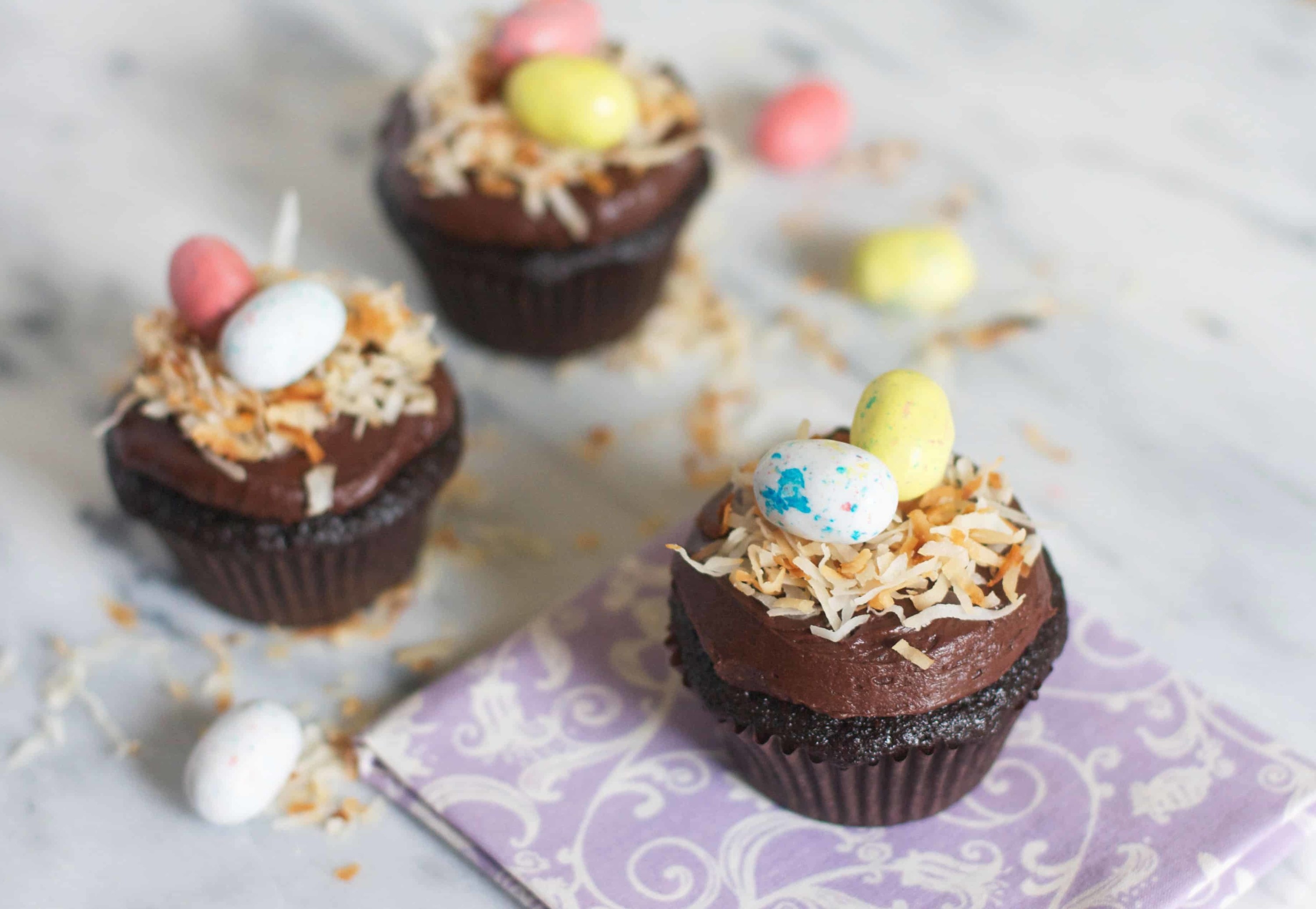 chocolate easter nest cupcakes