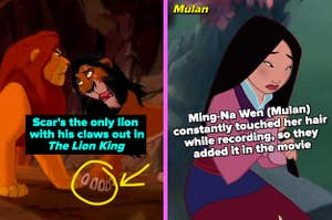 Scar and Mufasa from "The Lion King;" Mulan from "Mulan"