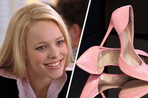 Regina George is on the left with a pair of heels on the right