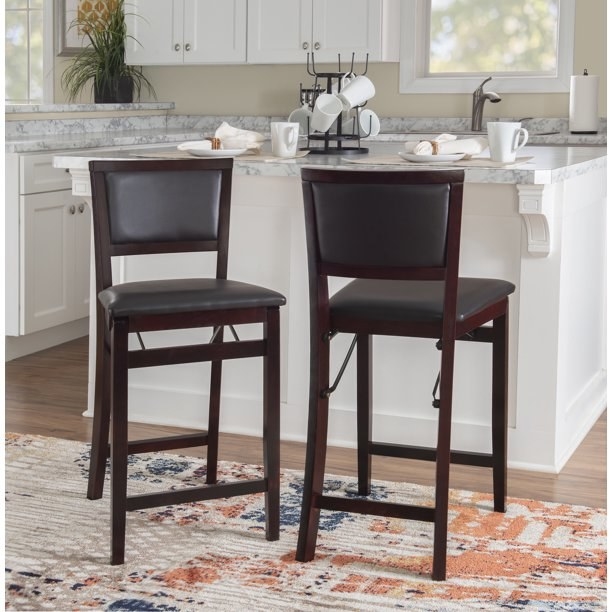 two brown barstools