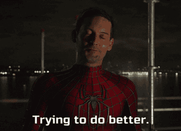 Tobey saying &quot;Trying to do better&quot; in Spider-Man: No Way Home