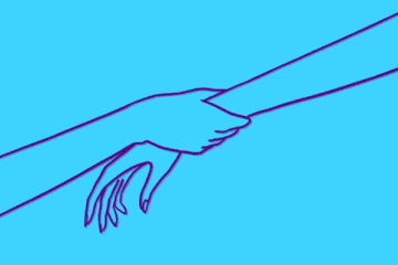 Graphic of two hands touching