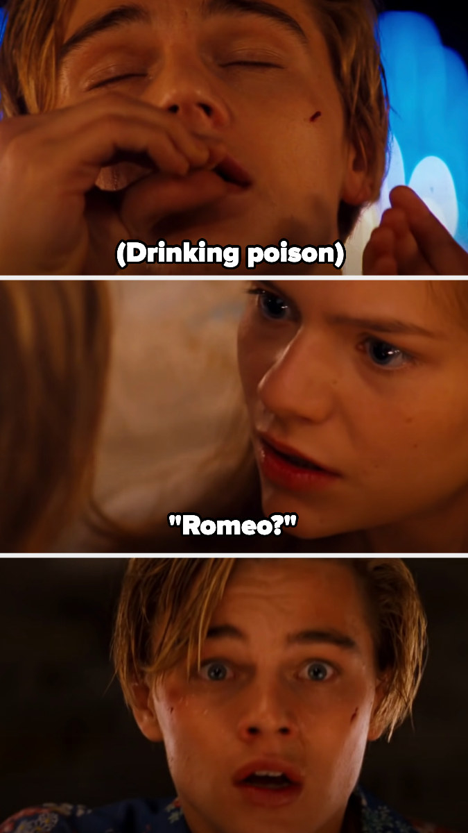 Romeo takes the poison then realizes juliet is alive