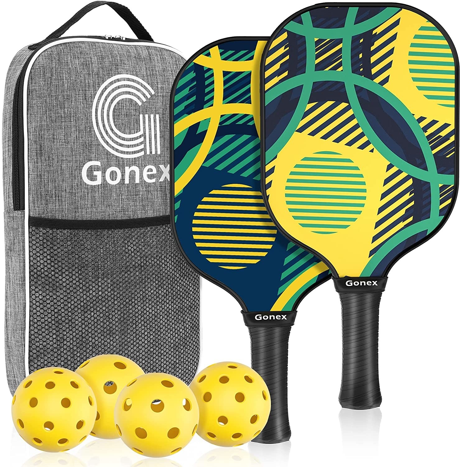 The rackets, balls, and bag on a blank background