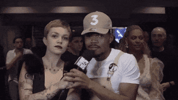 Chance the Rapper freaking out after being hugged by Beyoncé.