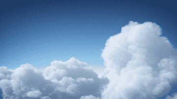 POV flying through a dreamy cloudscape