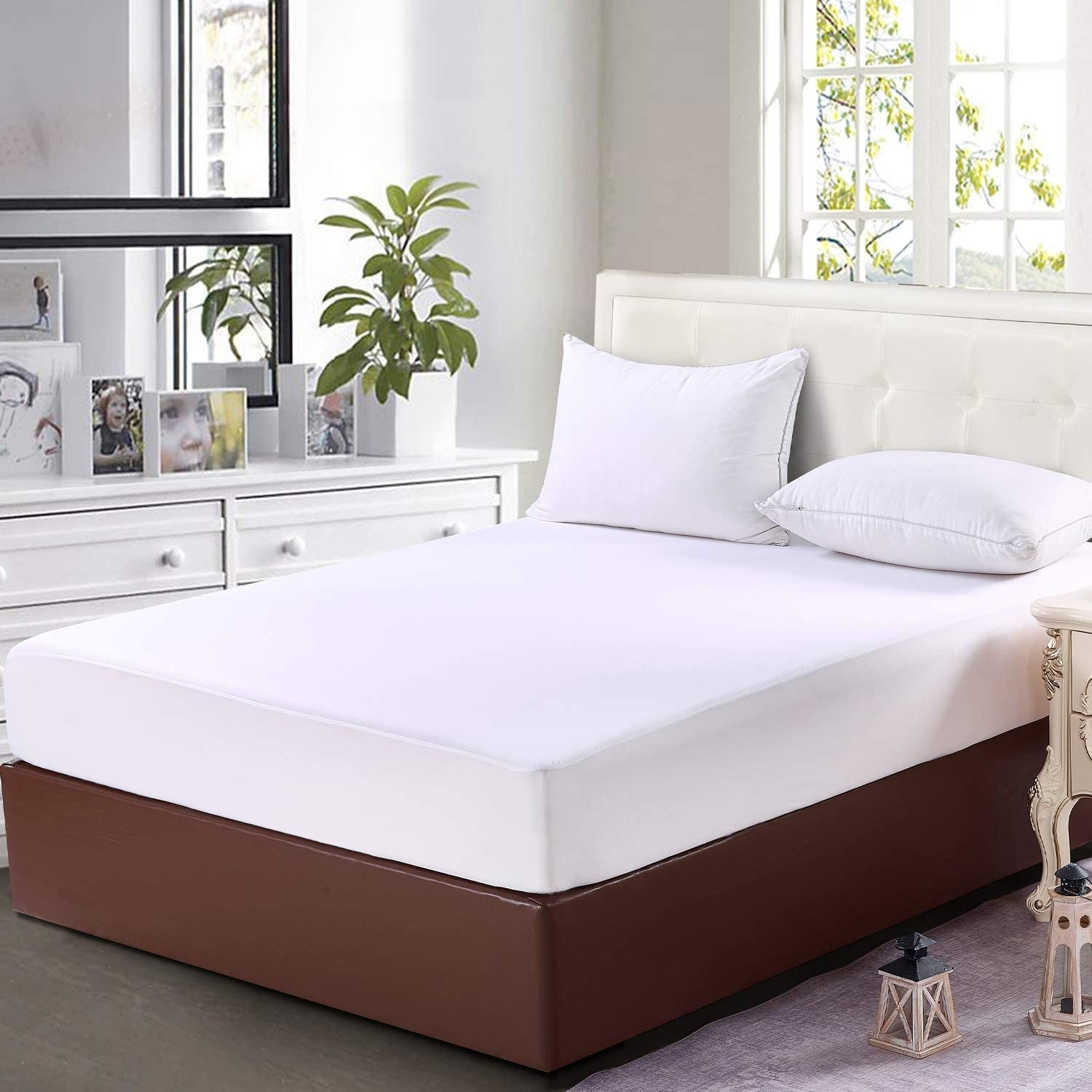 a mattress protector on a bed
