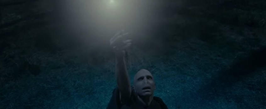 Voldemort shoots a spell into the sky