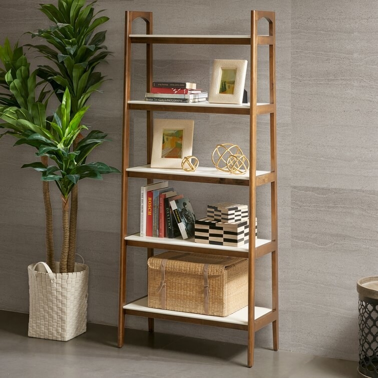 the acacia wood crafted MXM ladder bookcase
