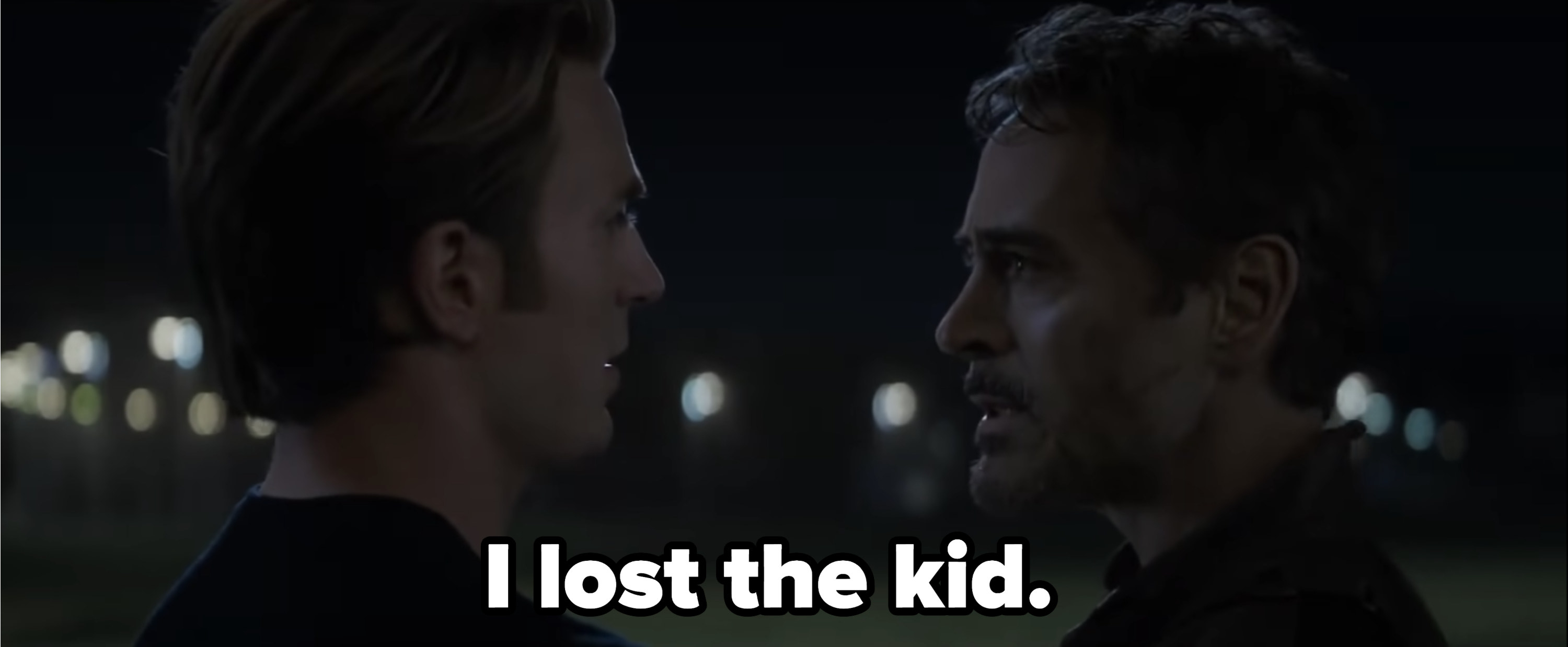 Tony telling Steve, &quot;I lost the kid.&quot; in reference to Spider-Man dying.