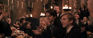 Hogwarts students give a standing ovation