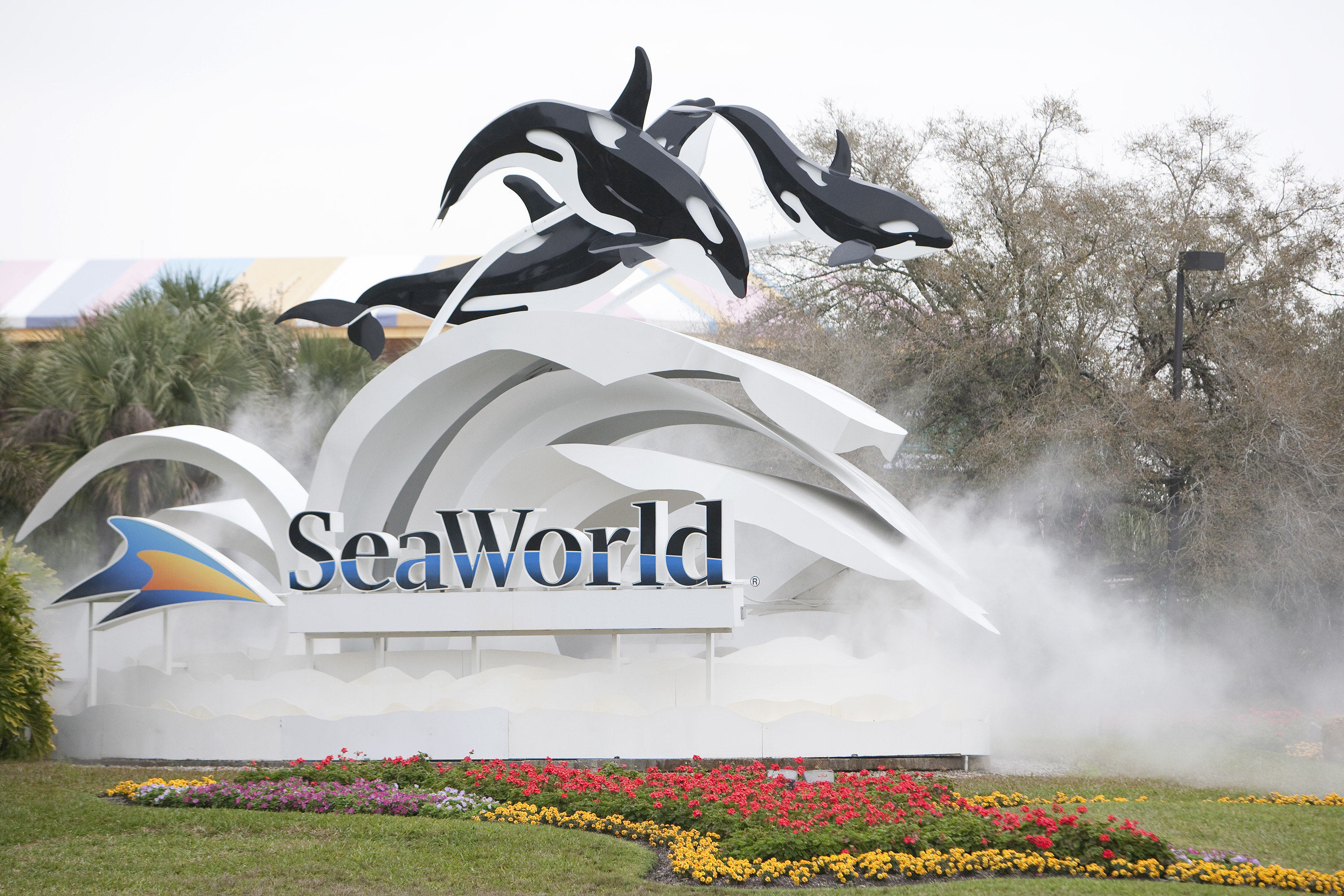 The entrance sign to SeaWorld