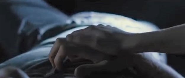 Shailene Wooodley holding the hand of Ben Lamb in Divergent