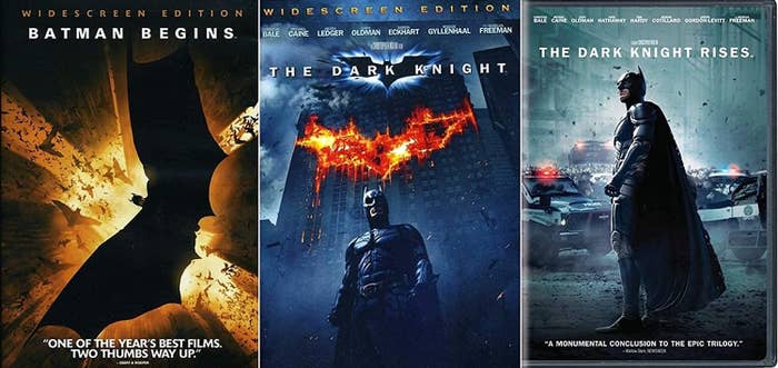 covers for &quot;Batman begins,&quot; &quot;dark knight,&quot; &quot;dark knight rises&quot;