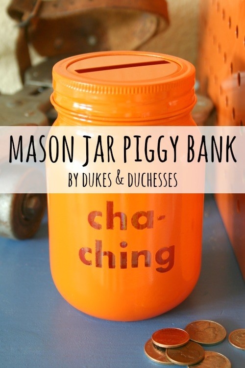 blogger&#x27;s photo of a mason jar turned into an orange piggy bank