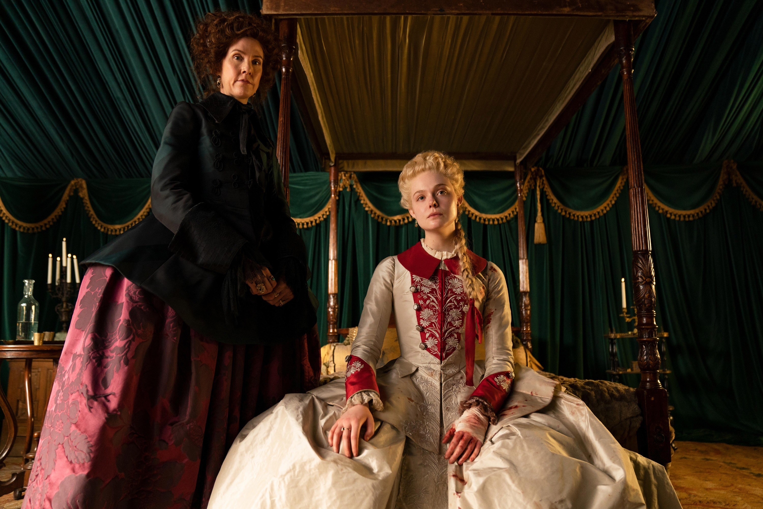 Aunt Elizabeth stands near Catherine the Great as she sits on a small throne
