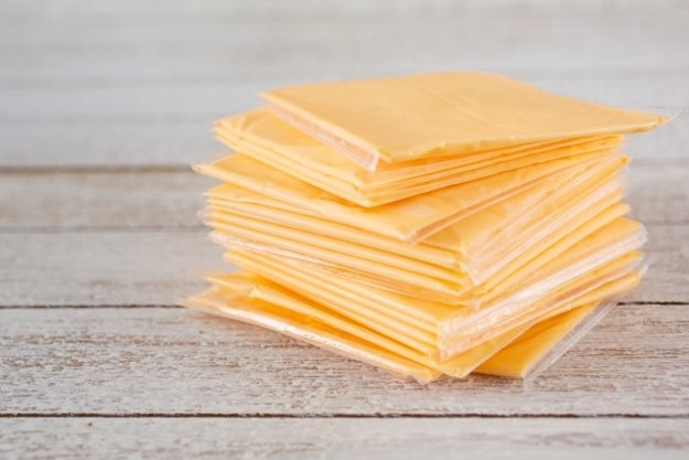 Slices of individually packaged American cheese